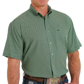 Men's Cinch Arena Flex Print Button Down Short Sleeve-Green