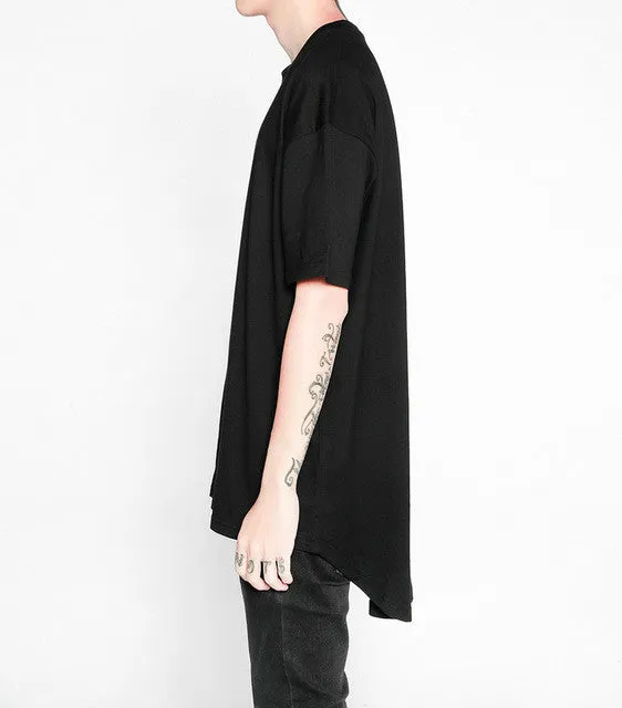 Men's  t -shirts extended irregular hem