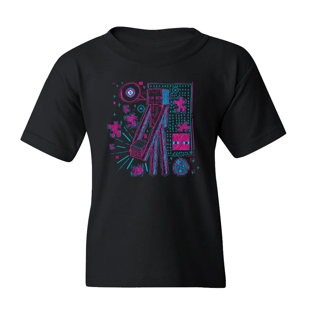 Minecraft Acid Sketch Enderman Kids Short Sleeve T-Shirt