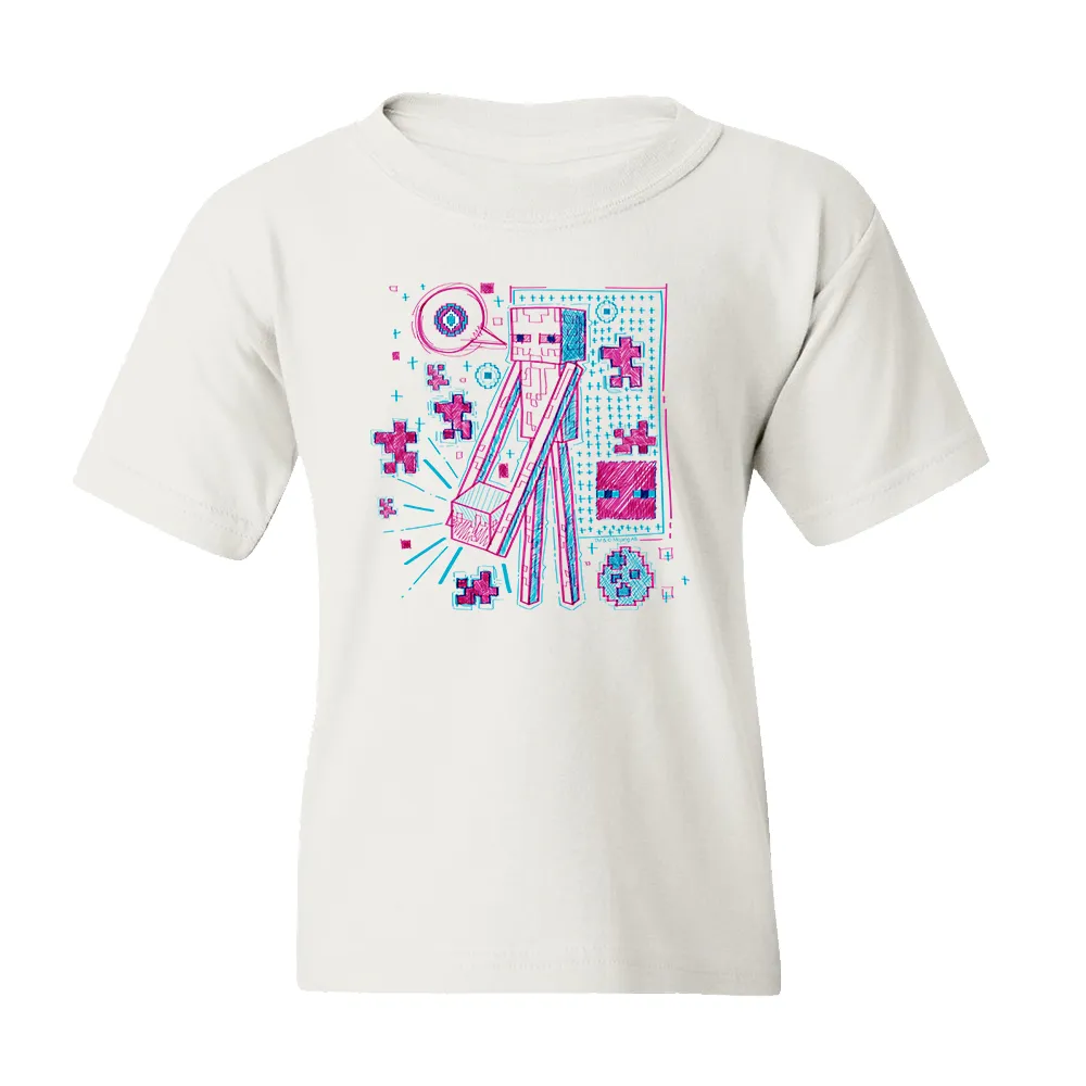 Minecraft Acid Sketch Enderman Kids Short Sleeve T-Shirt