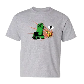 Minecraft Creeper Zoom Kids Short Sleeve T-Shirt