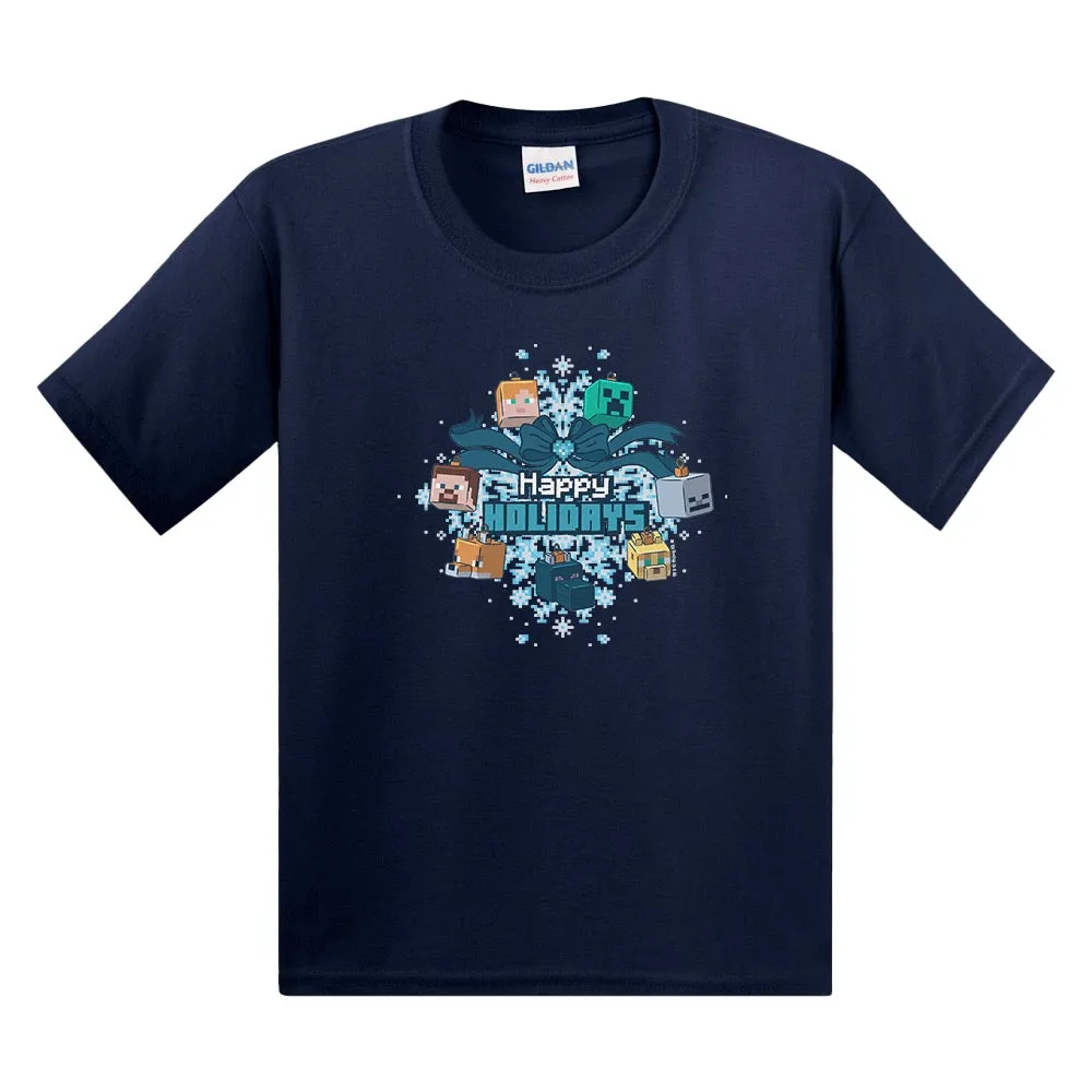 Minecraft Happy Holidays Kids Short Sleeve T-Shirt