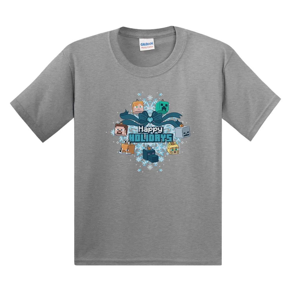 Minecraft Happy Holidays Kids Short Sleeve T-Shirt