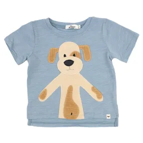 oh baby! Raw Edge Tee - Large Puppy Mist Natural Applique - Fog