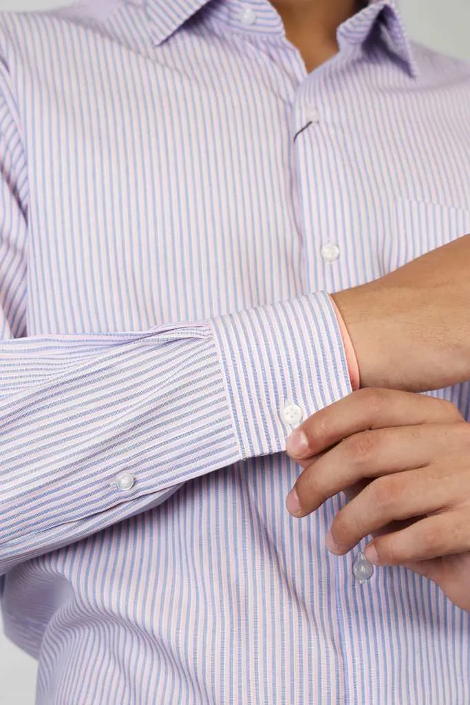 Pink Blue Striped Formal Shirt