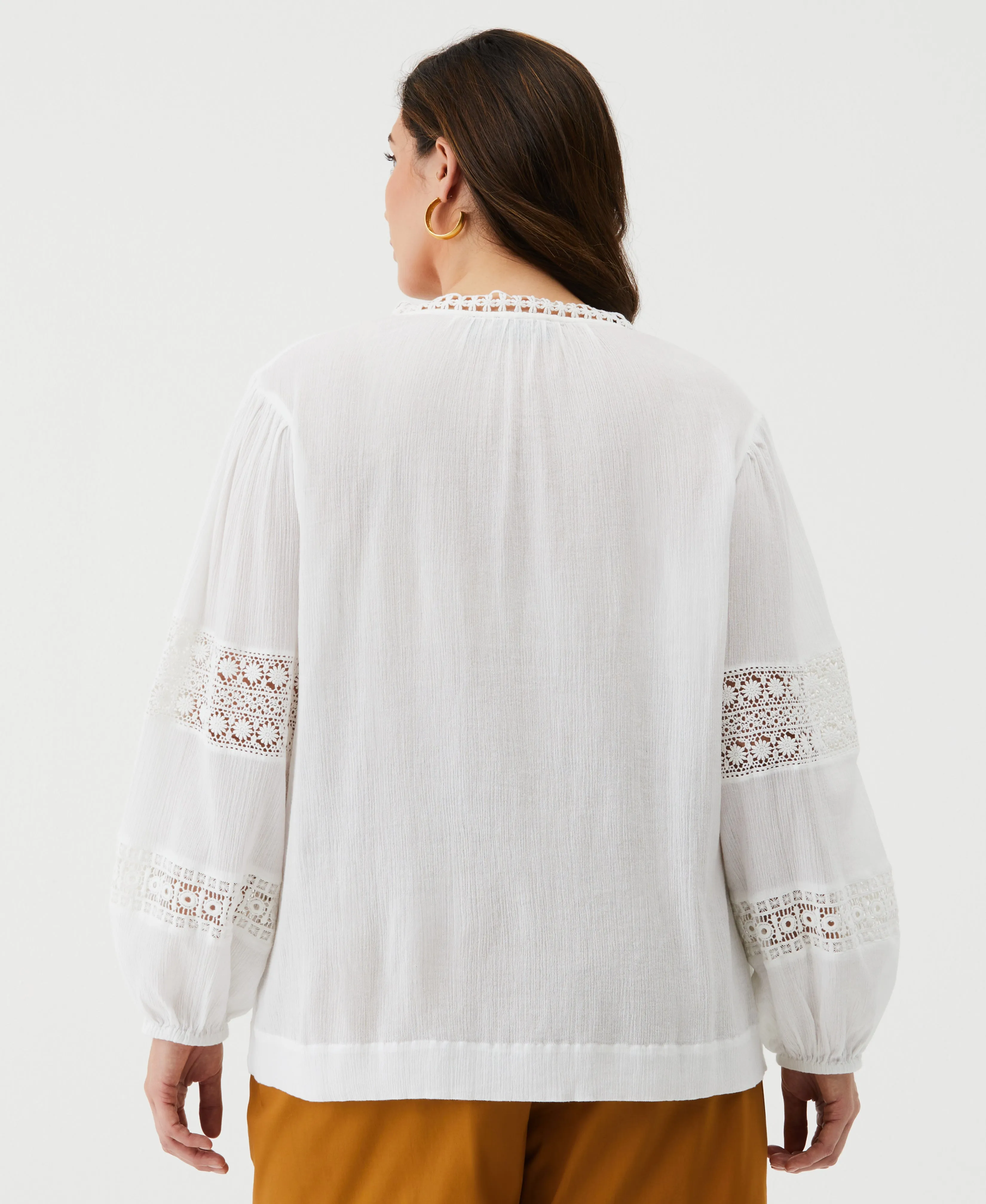 Plus Size Embroidered Puff Sleeve Blouse