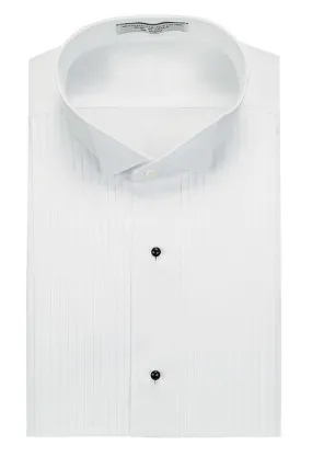 "Enrico" White Pleated Wingtip Tuxedo Shirt