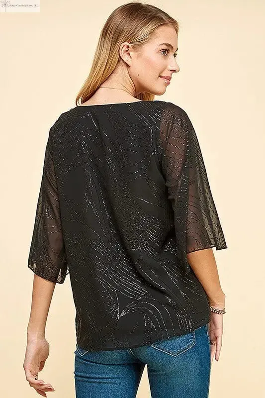 Short Sleeve Blouse Glittered Print