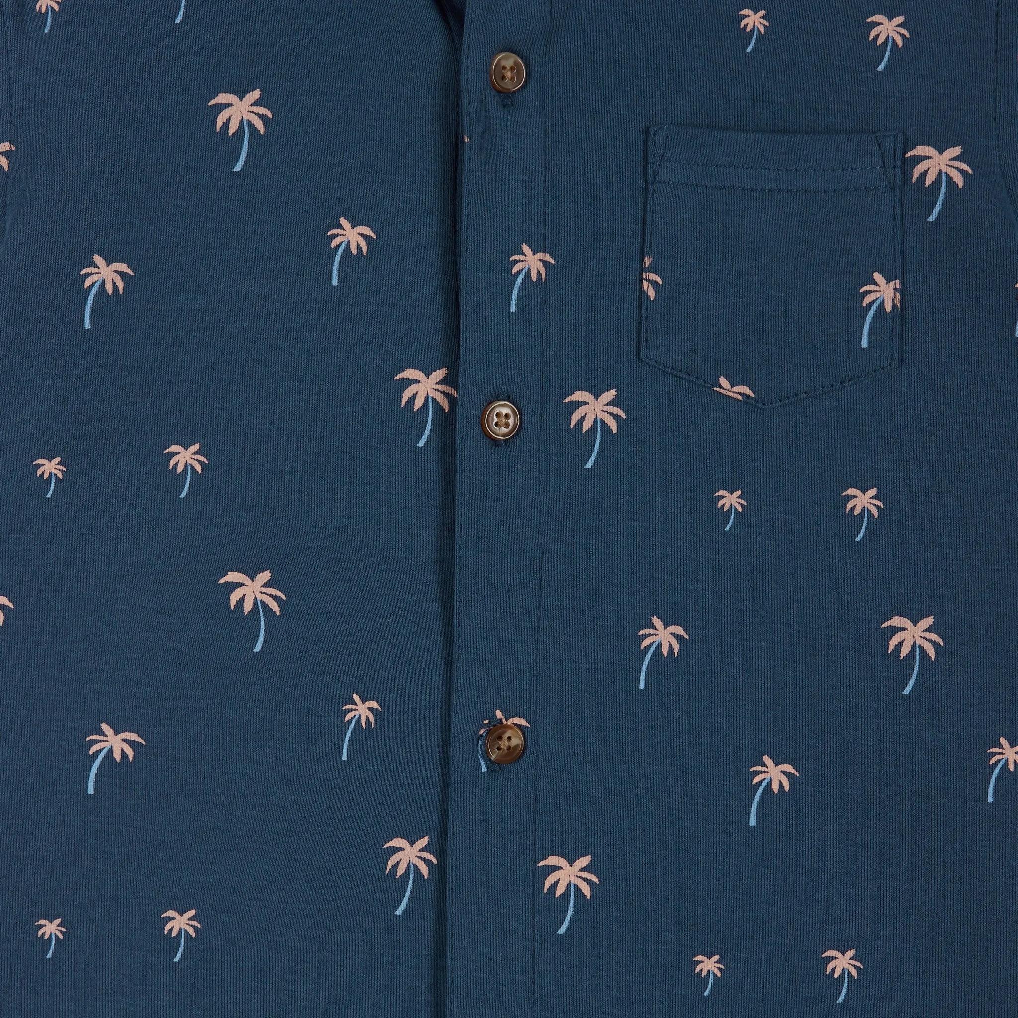 Short Sleeve Buttondown Shirt | Navy Palm