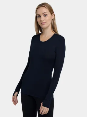 Stamina Long Sleeve Crew Neck Running Top For Women With Thumbholes & Back Zip Pocket