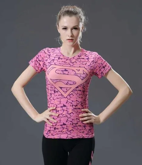 Supergirl 'Pink Onyx' Compression Short Sleeve Rash Guard