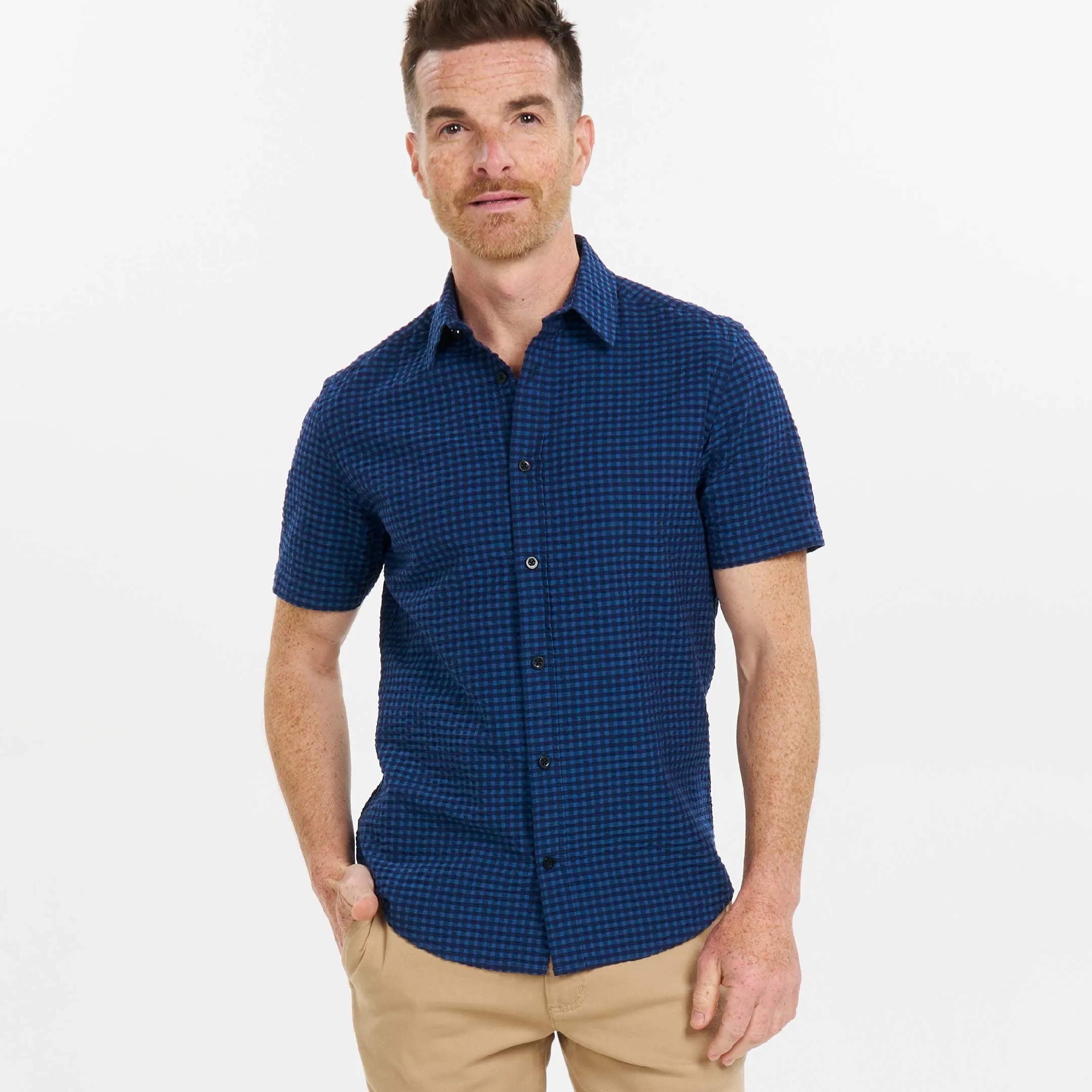 Wharf Gingham Seersucker Short Sleeve Shirt