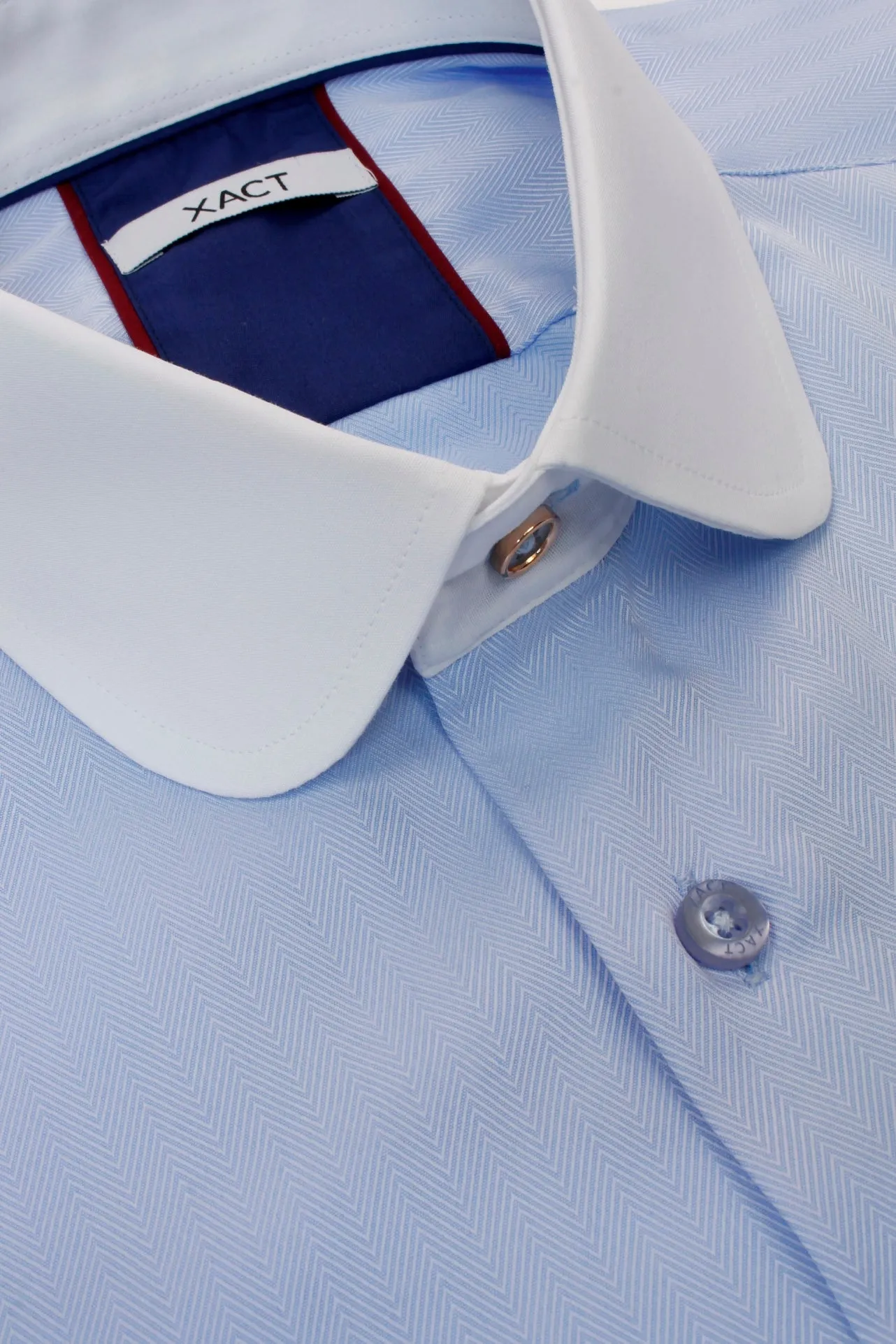 Xact Men's Club/ Penny Collar Shirt - White Contrast Collar & Cuffs