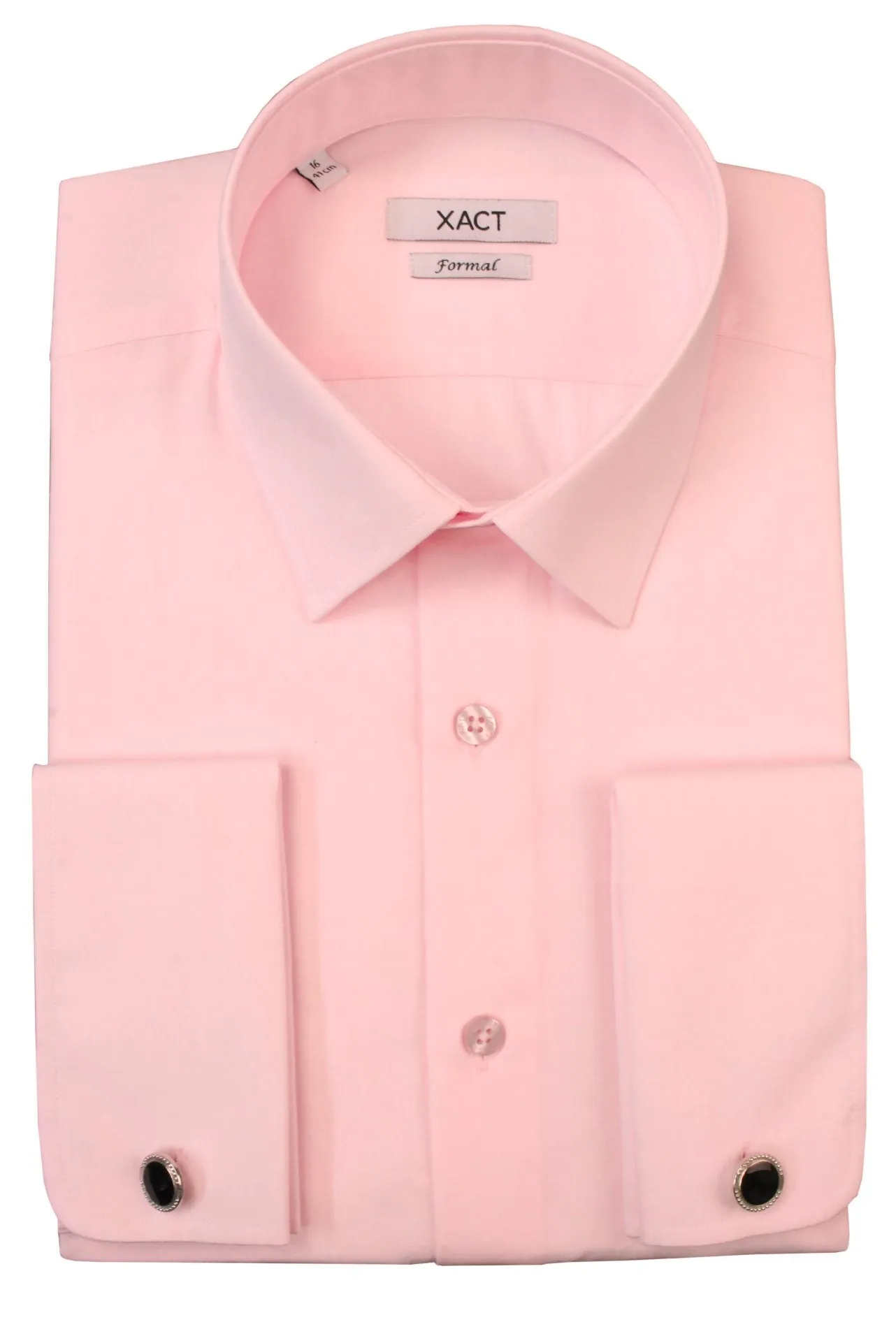 Xact Men's Plain Poplin Formal Shirt with Double/ French Cuff and Cuff Links