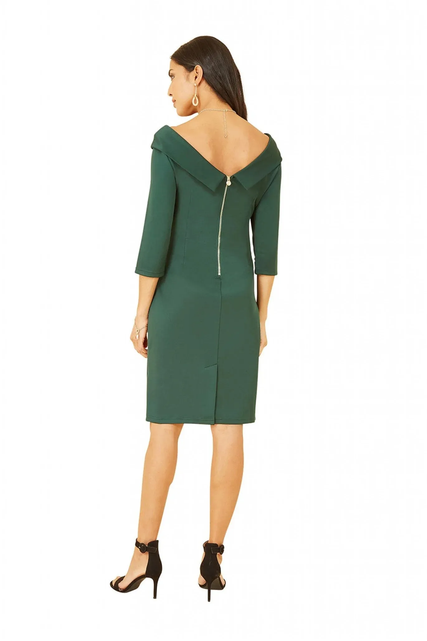 Yumi Green Scuba Fitted Wrap Dress